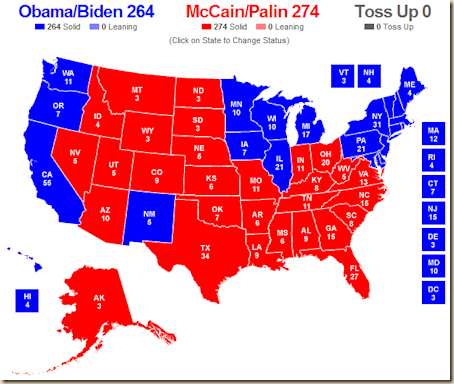 Obama 264, McCain 274